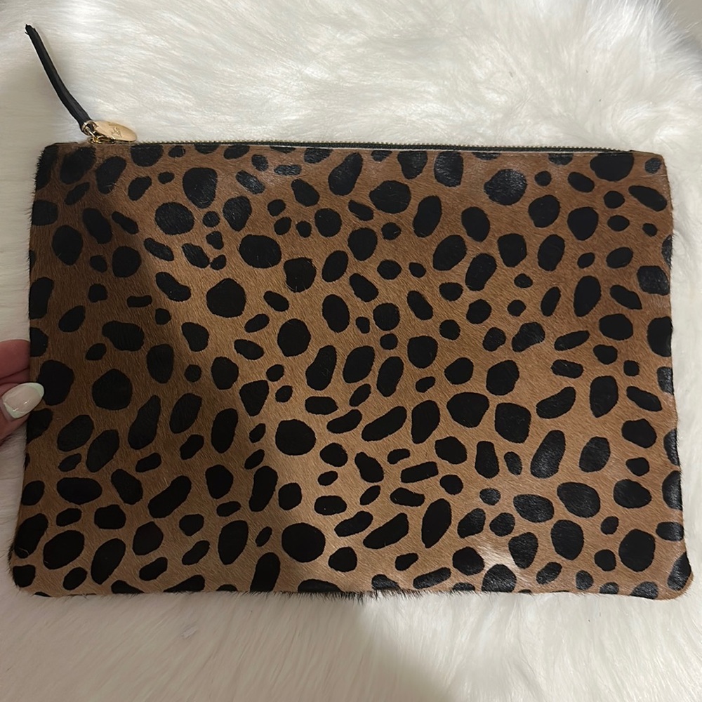 Clare V leopard clutch